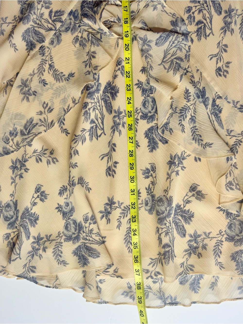 Lauren Ralph Lauren 100% Silk Floral Ruffle Asymmetrical Midi Skirt Size 8 - Picture 7 of 7